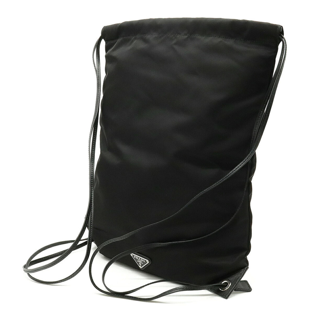 Prada NERO Leather Backpack Seagull overseas Rucksack BIANCO Black